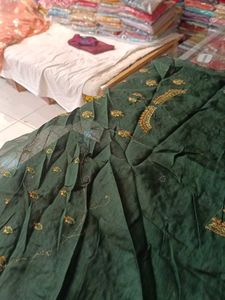 Elegant Embroidered Red &amp; Gold Saree