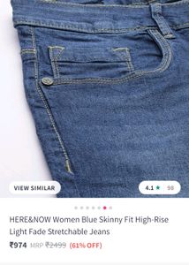 HERE&amp;NOW Brand Women Blue Skinny Fit High Rise Je