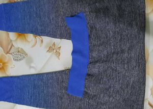 Stylish Blue & Gray Leggings For Gym Or Yoga