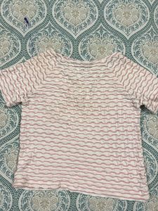 Pink Textured V-Neck Top