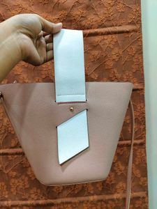 Pink Bucket Bag with White Accents
