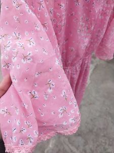 Pink Floral Midi Dress