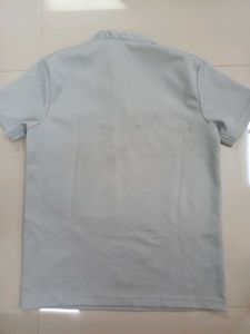 Gray Zip-Up Collar Short Sleeve Shirt