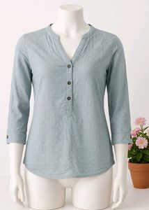 Light Blue Polka-Dot Top