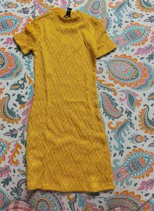 Yellow Knit Bodycon Dress