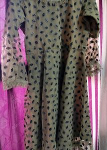 Short Net Frock With Trouser Nd Dupatta