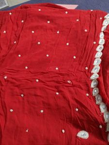 Red Embellished Saree