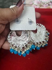 Blue Beaded Krishna Earrings