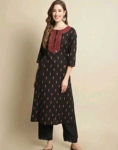 Pistaa Cotton Embroidred A Line
