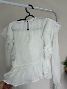 White Ruffle Blouse