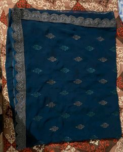 Beautiful Peacock Colour Saree