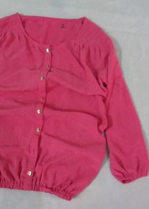 Pink Button-Down Long Sleeve Top