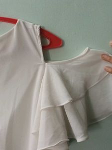 White Cold-Shoulder Top