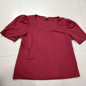 Burgundy Puff Sleeve Top