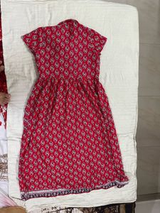 Red Printed Midi Dress