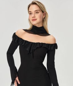 Lettuce Trim Bodycon Dress With A Neck Scarf