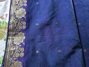 Blue Banarasi Silk Saree With Blose 36&#34;
