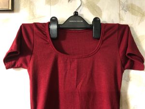 Ribbed Maroon Top