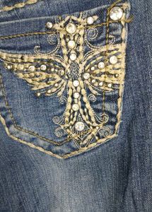 Embellished Pocket Denim Jeans