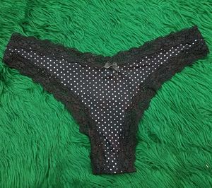 Black Polka 💞Dot Lace Thong
