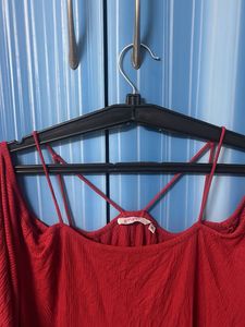 Ginger Red Off-Shoulder Top-M