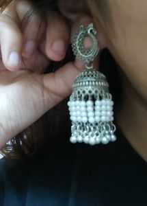 Pear Oxidised Peacock Style Earings