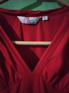 Red Midi Dress L
