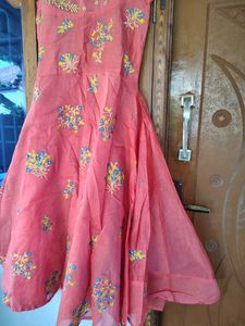 Cute Pink Embroidered Anarkali