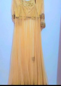 Nude Golden Partywear Gown For 32 Bust