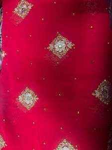 Red Embellished Saree