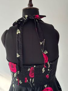 Retro Rose Print Swing Dress