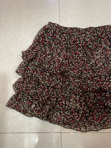 Floral Ruffle Mini Skirt