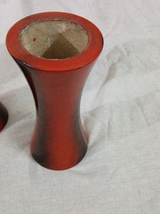 Red And Black Wooden Flower Pots With Flowers