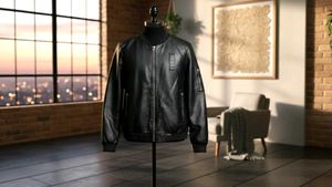 Black Leather Bomber Jacket