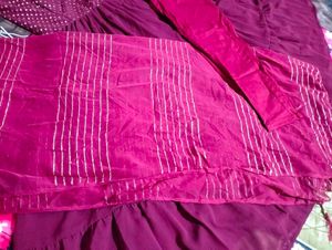Maroon Flared Frock Pant With Dupatta..