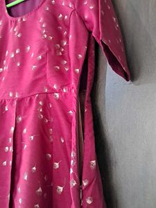 Maroon Floral Print Anarkali Kurta