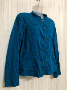 CHICO&#39;S Aqua Stretch  Button Down Casual Jacket