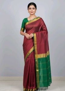 Maroon Silk Saree with Blouse