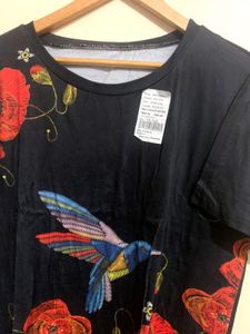Floral Hummingbird Print T-Shirt