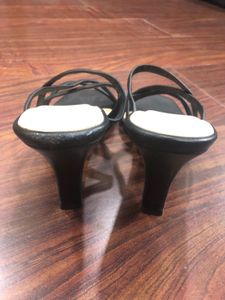 New Black Strappy Heeled Mules EU38
