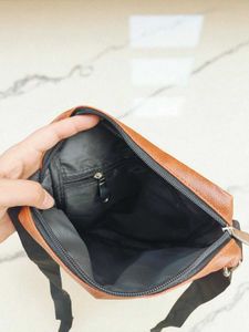 Vintage Tan Leather Crossbody Sling Bag