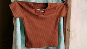Combo Of Earrings and  Brown Top