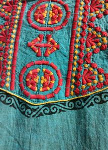 Turquoise Green Embroidered Kurtha