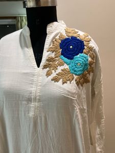 Embroidered White Kurti