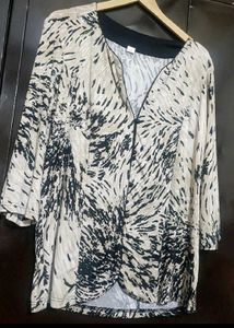 Cream Winter Top Black Print For 40 Bust