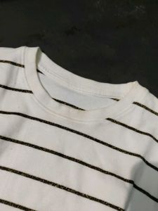 Striped off  White T-Shirt