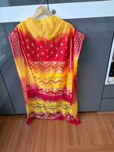 36) Red &amp; Yellow Bandhani Dupatta