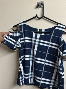 Partywear Blue And White Top