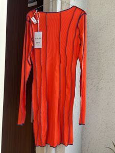 Orange Long Sleeve Mini Dress