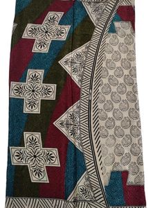 Printed Soft Saree In Good Condition Cream Colour